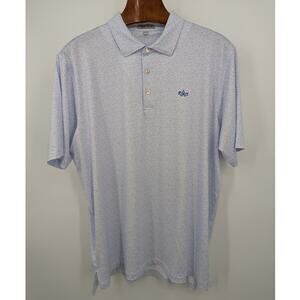 Peter Millar Summer Comfort Polo Shirt XL Blue Print Short Sleeve Golf